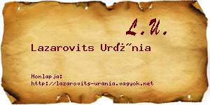 Lazarovits Uránia névjegykártya
